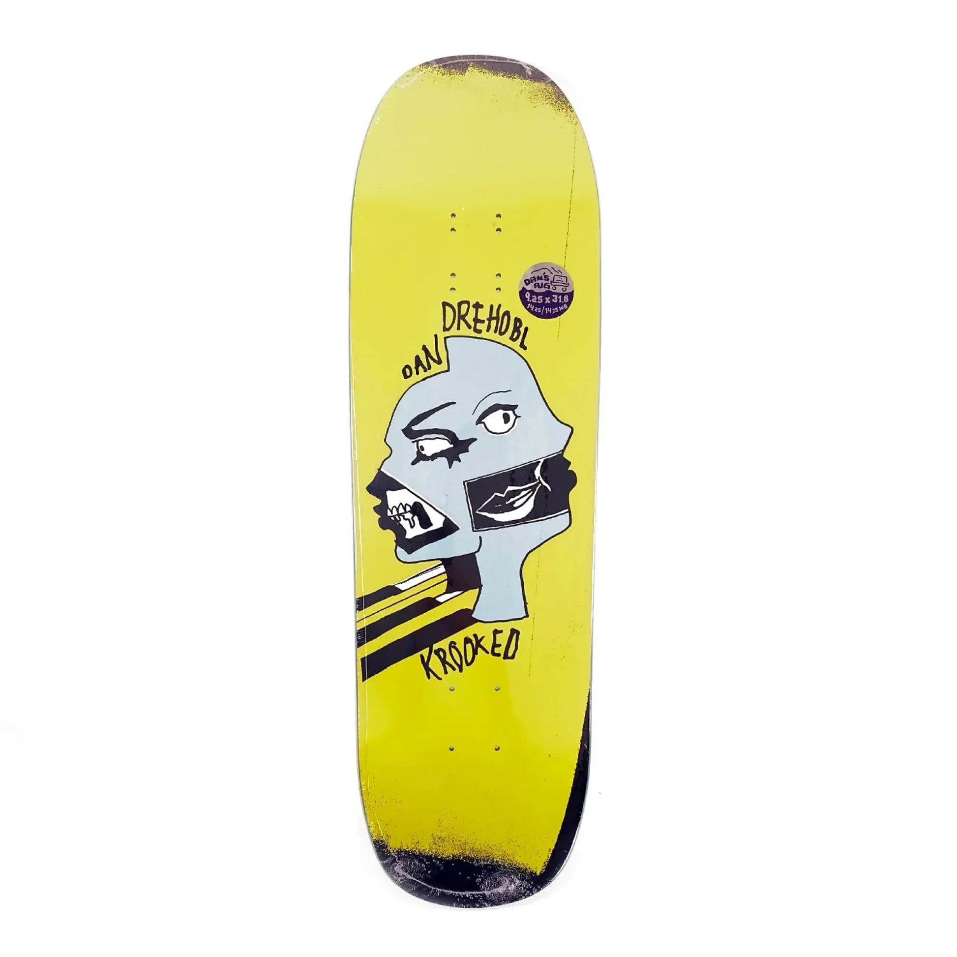 Krooked pro deck - Drehobl Two Face - yellow - 9.25