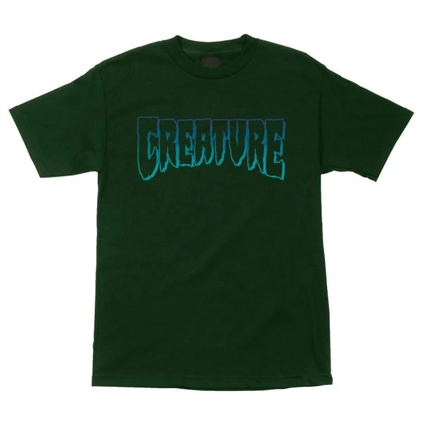 Creature Logo outline T-shirt - forest green/blue - M adult