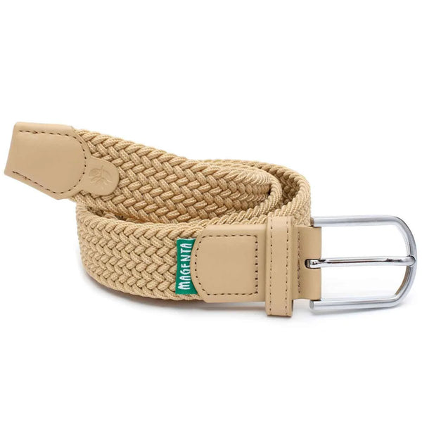 Magenta braided belt - beige - O/S adult